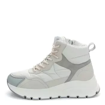 Серые утепленные ботинки из экокожи и текстиля