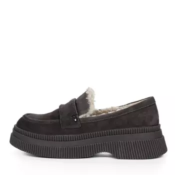 Серые утепленные лоферы из натурального велюра
