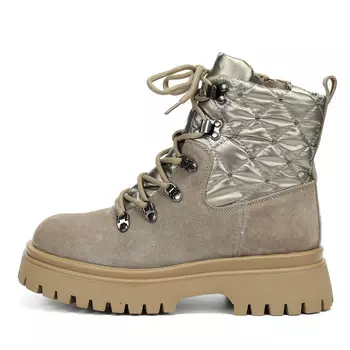 Серые зимние ботинки хайкеры из бархатистого велюра