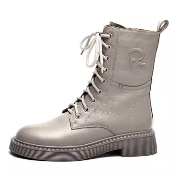 Серые зимние ботинки из гладкой кожи