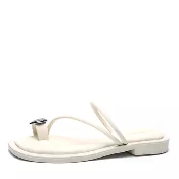 Шлепанцы из кожи рисового цвета