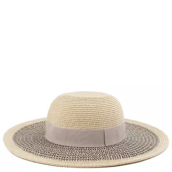 Шляпа пляжная женская из целлюлозы бежевая с серым