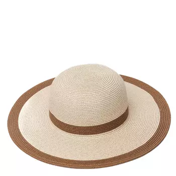 Шляпа пляжная женская из целлюлозы бежевая с коричневым