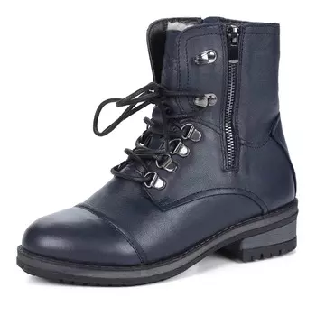 Синие ботинки из кожи на шерсти