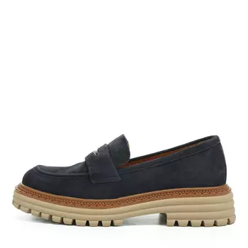 Синие лоферы из натурального велюра