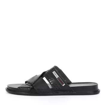 Синие шлепанцы из кожи