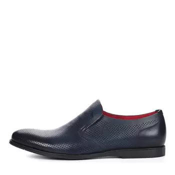 Синие туфли без шнурков из кожи с перфорацией