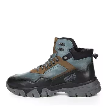 Синие утепленные ботинки из кожи