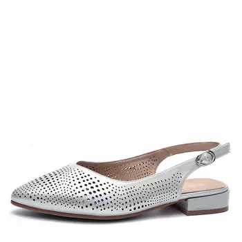 Слингбэки из кожи серебристого цвета