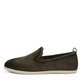 Слипоны из нубука цвета хаки