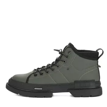 Спортивные ботинки цвета хаки из текстиля на шнуровке на подкладке из натуральной шерсти