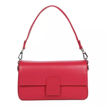 Сумка-багет из гладкой кожи красного цвета