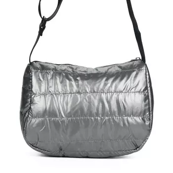 Сумка мессенджер серебряного цвета из стеганного текстиля