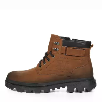 Светло-коричневые ботинки из нубука на подкладке из натуральной шерсти на тракторной подошве