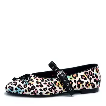 Светлые балетки из кожи с прином леопард