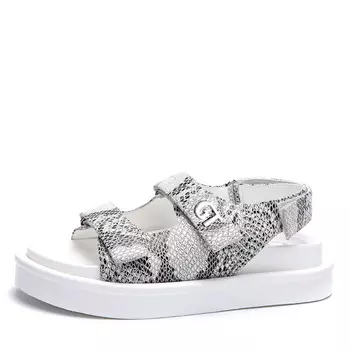 Светлые сандалии из кожи с принтом рептилия