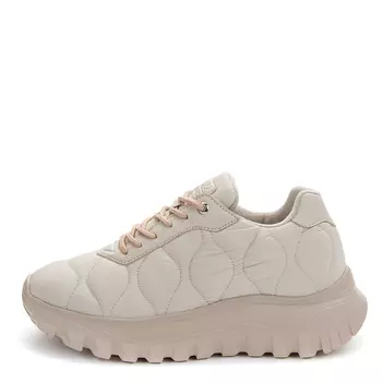 Светлые утепленные кроссовки из текстиля и экокожи