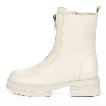 Светлые утепленные полусапоги из гладкой кожи