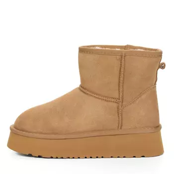 Темно-бежевые угги из бархатистого велюра