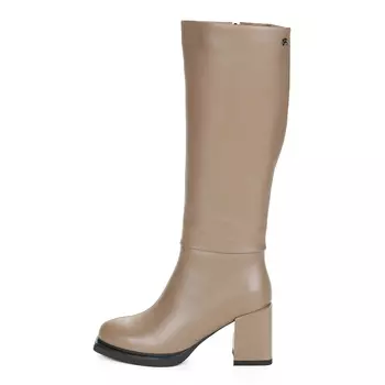 Темно-бежевые утепленные сапоги из кожи