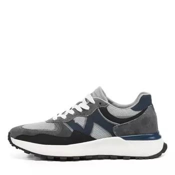 Темно-серые кроссовки из кожи и текстиля