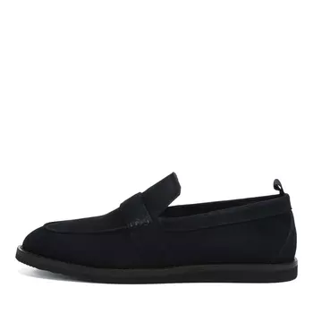 Темно-синие лоферы из бархатистого велюра