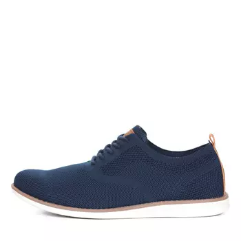 Темно-синие полуботинки из текстиля на контрастной подошве без подкладки