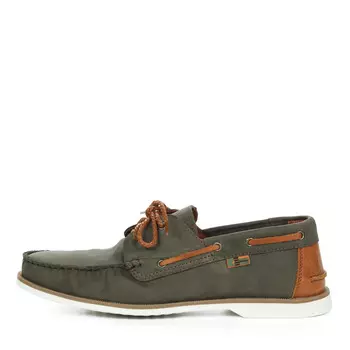 Топсайдеры из нубука цвета хаки