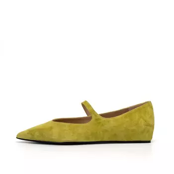 Туфли из натурального велюра салатового цвета