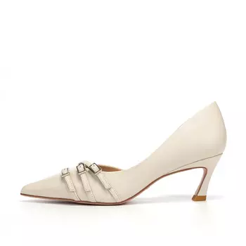 Туфли лодочки из кожи рисового цвета