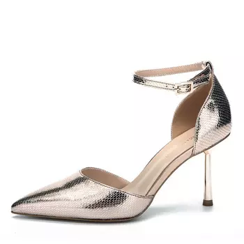 Туфли лодочки из кожи золотистого цвета