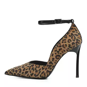 Туфли лодочки из велюра с принтом леопард