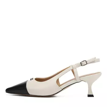 Туфли открытые из кожи рисового цвета