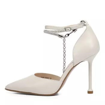 Туфли открытые из кожи рисового цвета