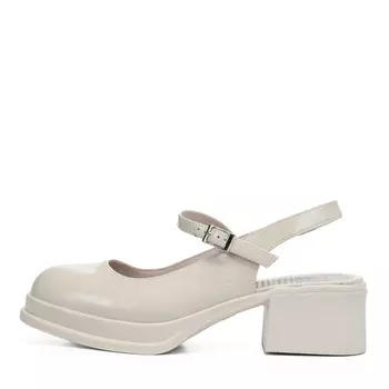 Туфли открытые из кожи рисового цвета