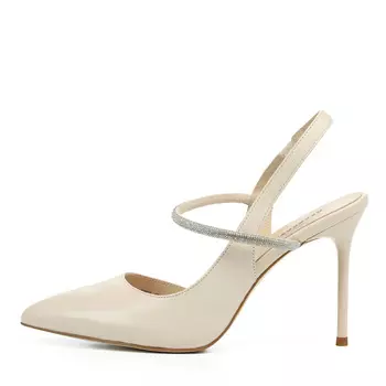 Туфли открытые из кожи рисового цвета