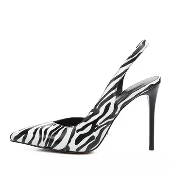 Туфли открытые из кожи с принтом зебра