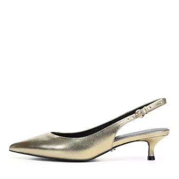 Туфли открытые из кожи золотого цвета