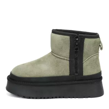 Угги из бархатистого велюра цвета хаки