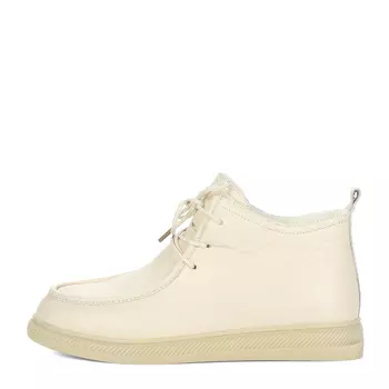 Утепленные ботинки из гладкой кожи молочного цвета