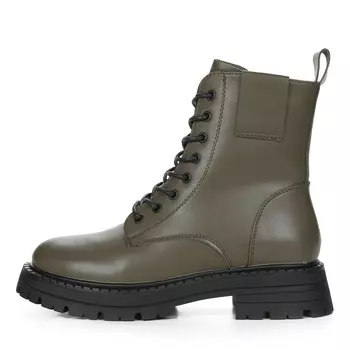 Утепленные ботинки из кожи цвета хаки