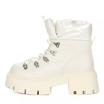 Утепленные ботинки из кожи рисового цвета