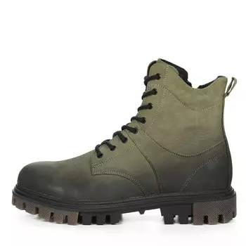 Утепленные ботинки из нубука цвета хаки