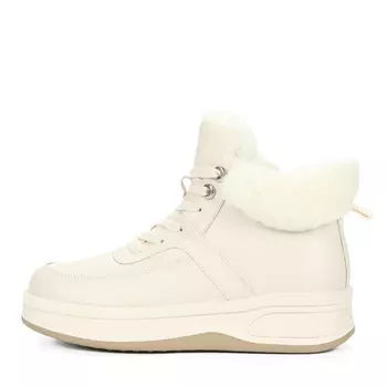 Утепленные кеды из кожи рисового цвета