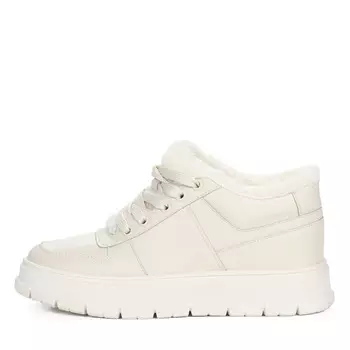 Утепленные кеды из кожи рисового цвета