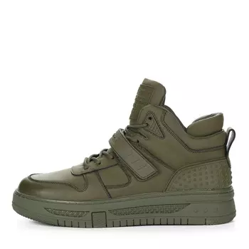 Утепленные кеды из нубука цвета хаки