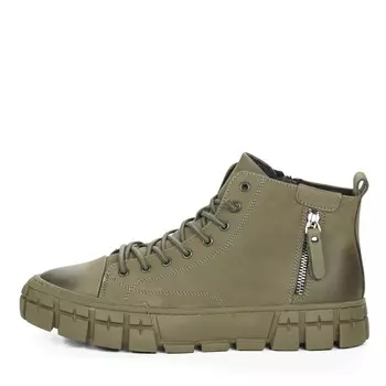 Утепленные кеды из нубука цвета хаки