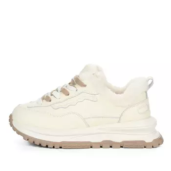 Утепленные кроссовки из кожи рисового цвета