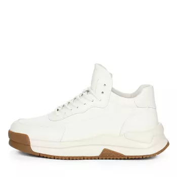 Утепленные кроссовки из кожи рисового цвета