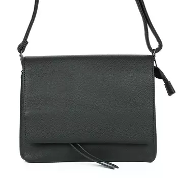 Зеленая сумка мессенджер из экокожи